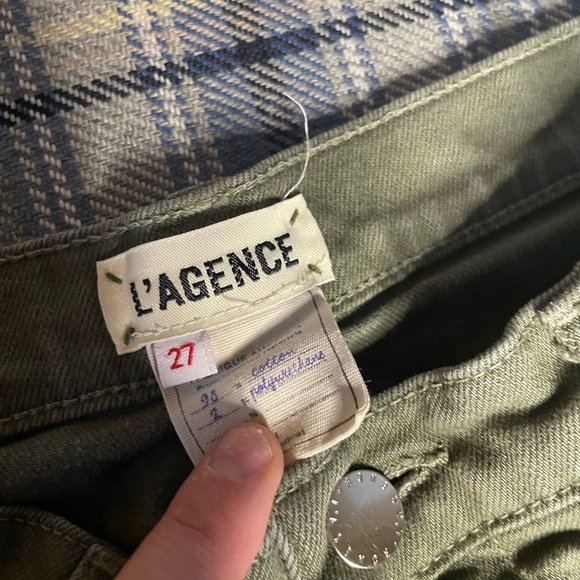 L’AGENCE High Rise Khaki Green Cut off Ryland Denim Shorts - Picture 4 of 7